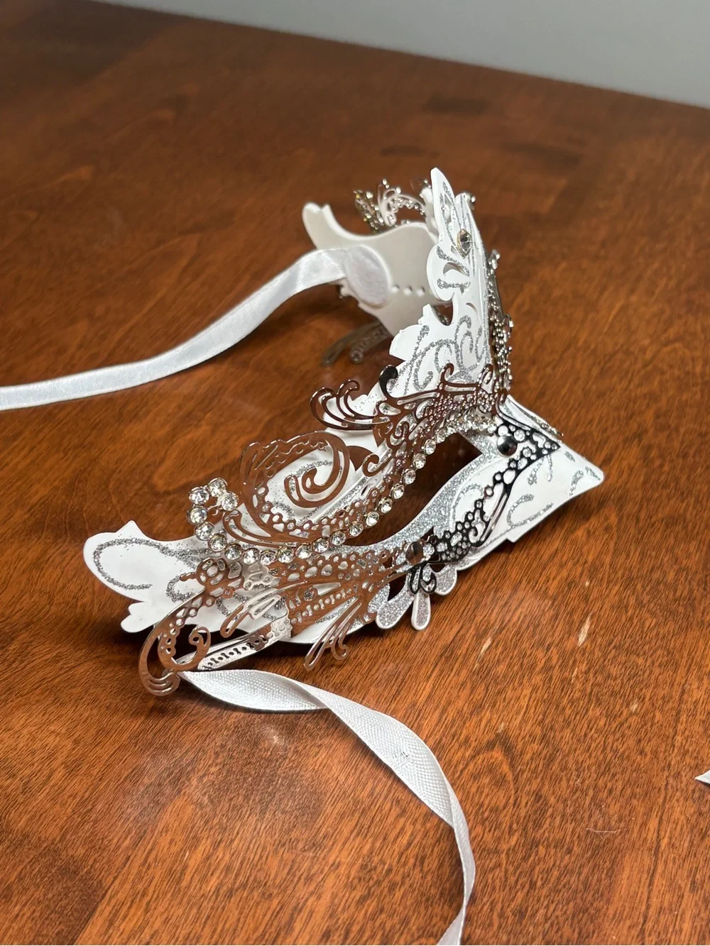 Silver Rhinestone Venetian Masquerade Mask by